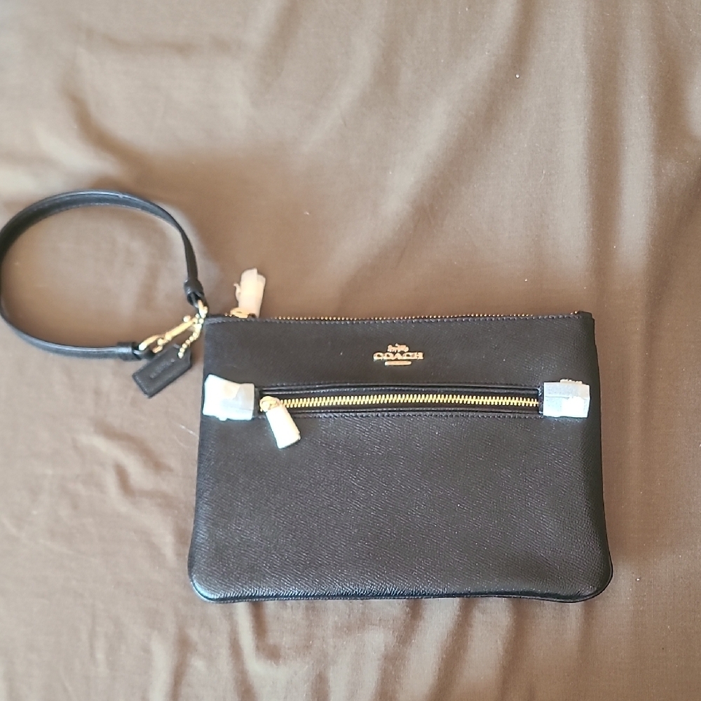 Coach Black Leather Wristlet